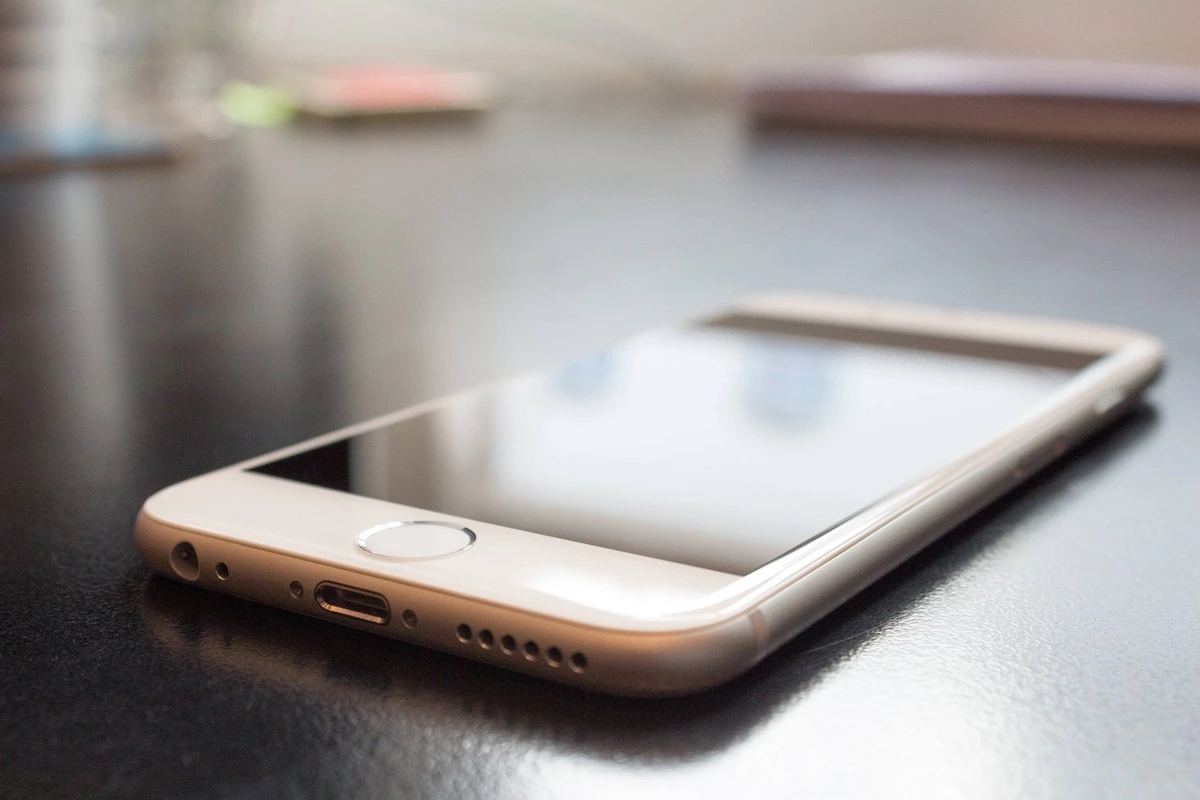 Mobile phone laying on table