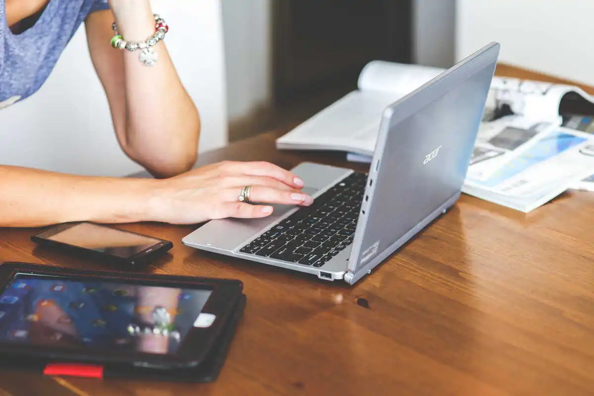 Women using computer